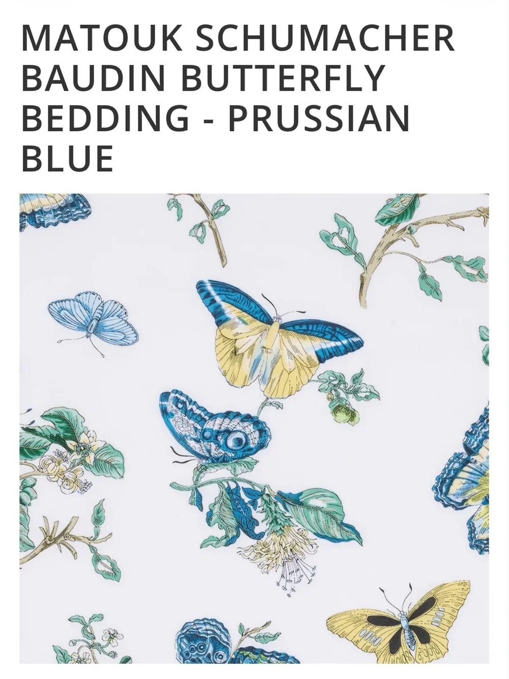 NEW Full Queen MATOUK SCHUMACHER BAUDIN BUTTERFLY DUVET -PRUSSIAN BLUE $725MSRP